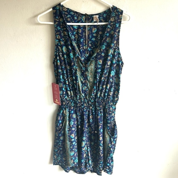 Evereve RAGA Floral Sapphire Blueprint Romper Size XS NWT - Picture 5 of 14
